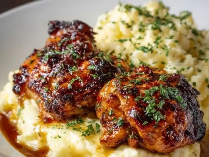 Chipotle Honey Chicken Thighs with Smoked Gouda Mashed Potatoes