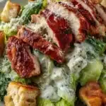 Classic Chicken Caesar Salad with grilled chicken, romaine lettuce, and Caesar dressing