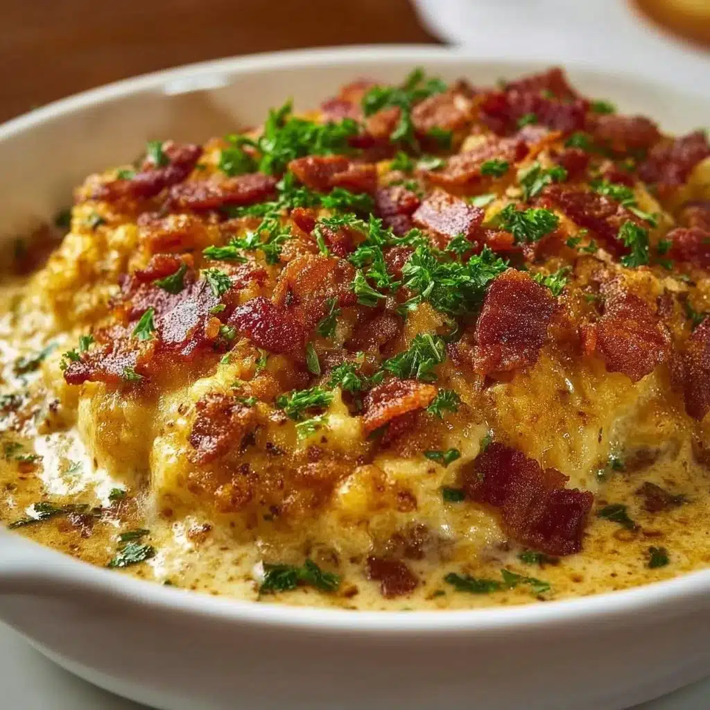 Delicious Cowboy Casserole served in a rustic dish, topped with cheese.