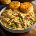 Delicious Crock Pot Chicken Pot Pie filled with savory chicken and vegetables