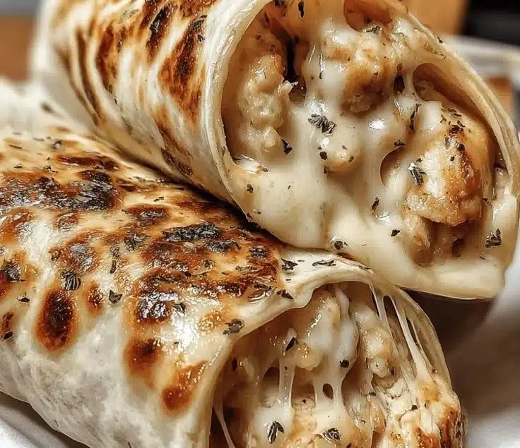 Easy Cheesy Garlic Chicken Wraps