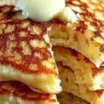 Flourless cottage cheese pancakes served with fresh berries and syrup