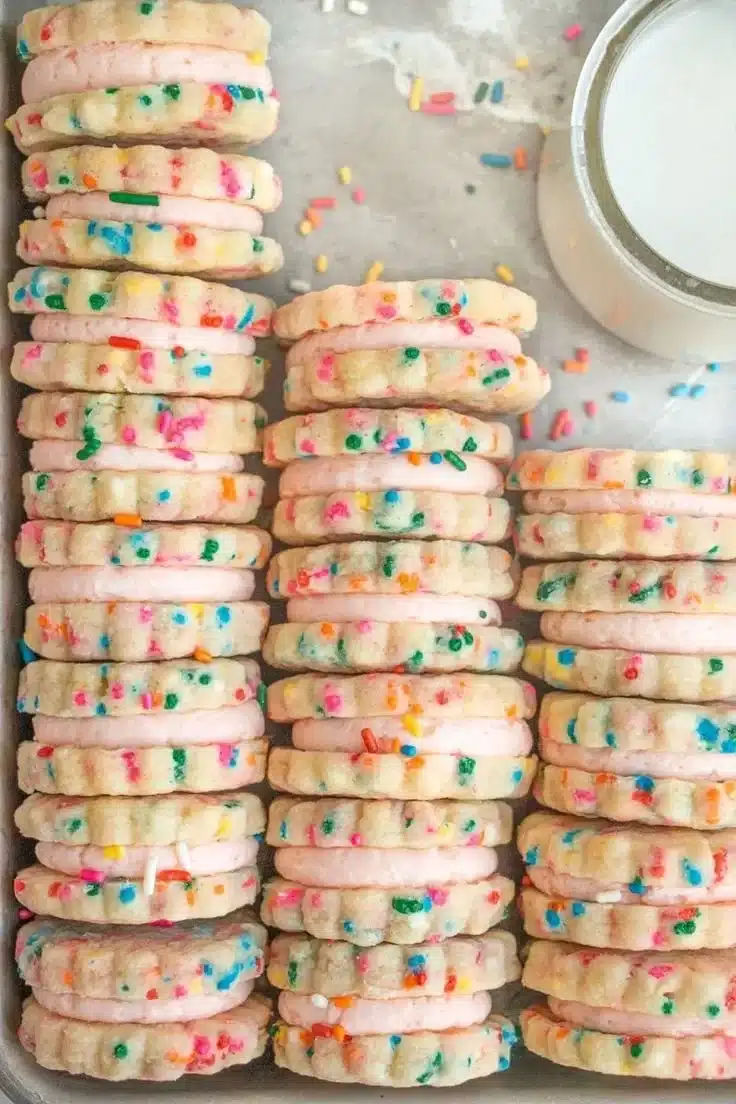 Funfetti Shortbread Sandwich Cookies with Frosting