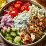 Healthy Greek Chicken Bowl with fresh ingredients and vibrant flavors