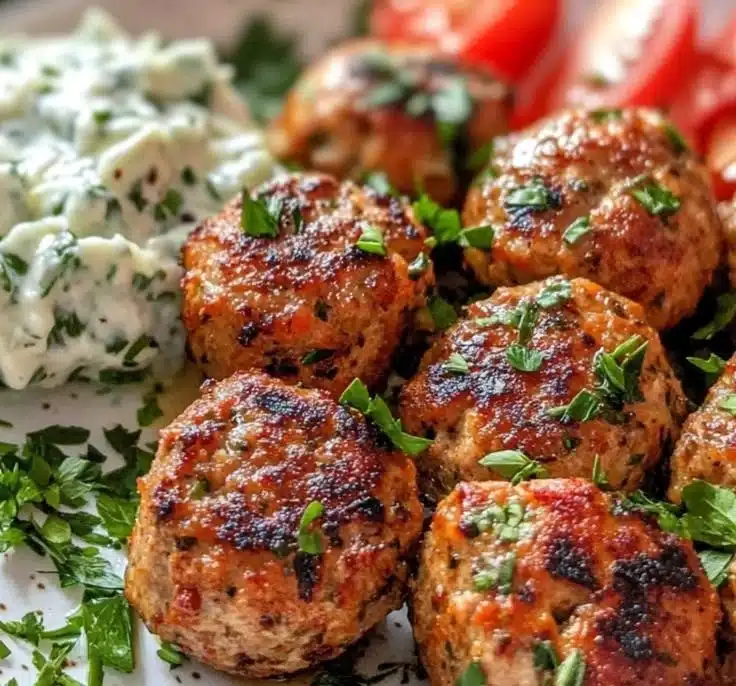 Greek Turkey Meatballs with Tzatziki