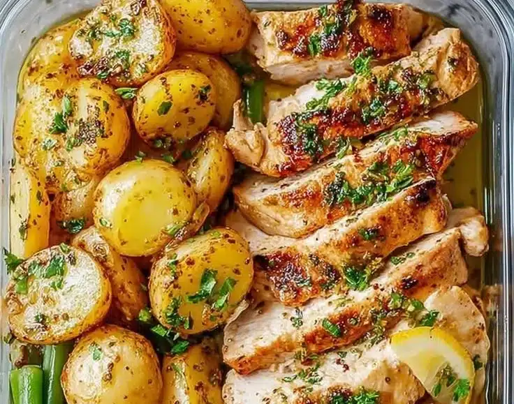 Healthy Lemon Garlic Chicken Meal Prep Bowls