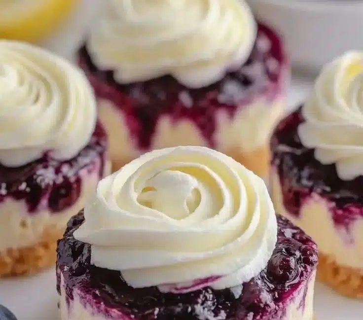 Healthy Mini Lemon Blueberry Cheesecakes