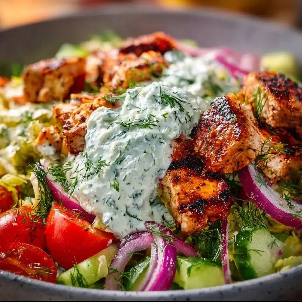 High protein Mediterranean chicken bowls with lemon and dill for meal prep