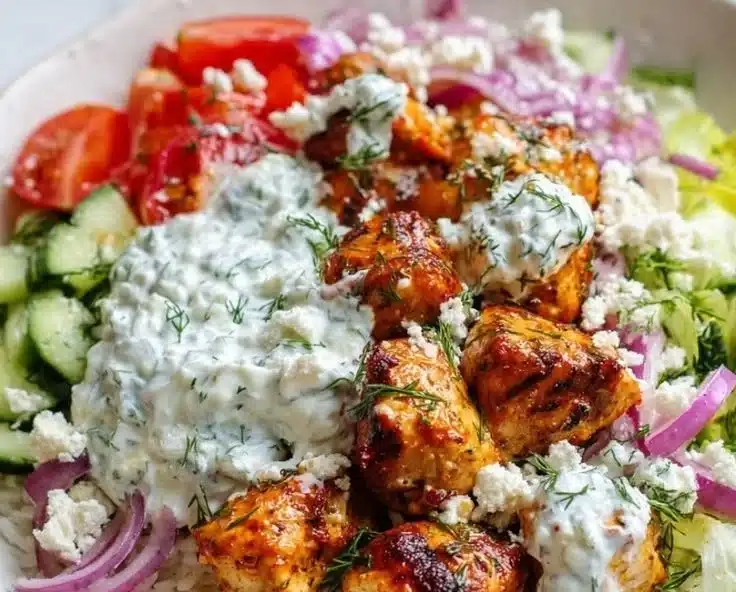 High Protein Mediterranean Lemon-Dill Chicken Bowls (Easy & Meal Prep Friendly)