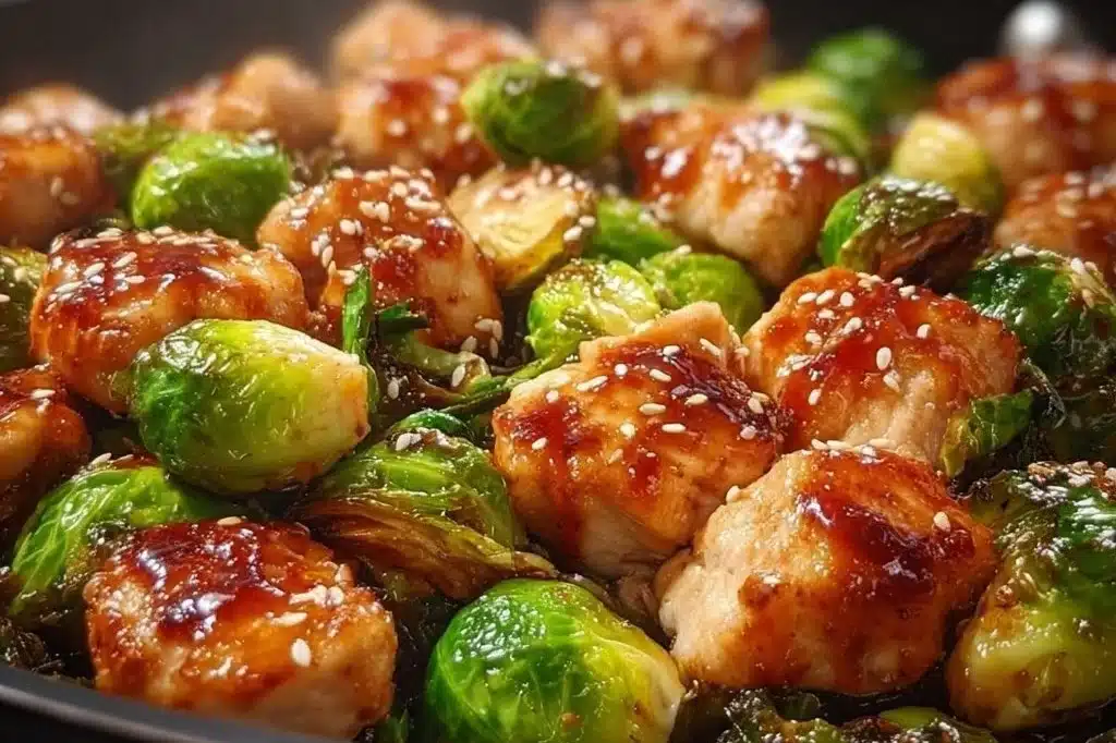 Honey-Garlic Chicken with Brussels Sprouts Skillet Recipe