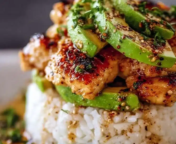 Honey Lime Chicken & Avocado Rice Stack