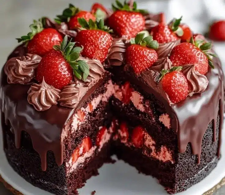 Indulgent Strawberry Chocolate Shell Cake That Wows Every Time