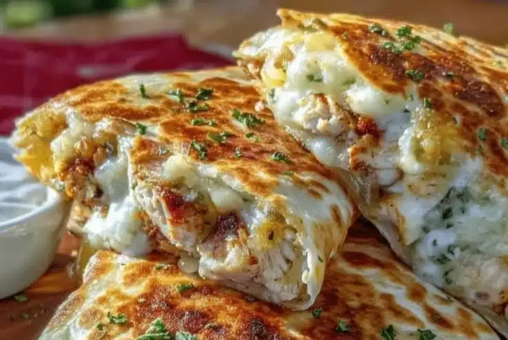 Low Carb Cheesy Garlic Chicken Wraps