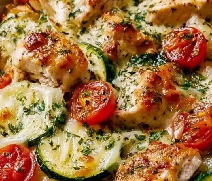 Mediterranean Chicken Zucchini Bake