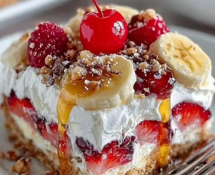 No Bake Banana Split Cake