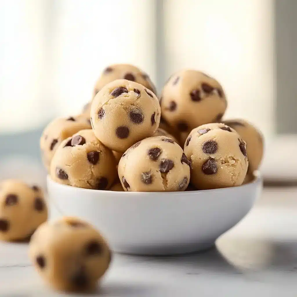 No-bake cookie dough bites made with chocolate chips and oats