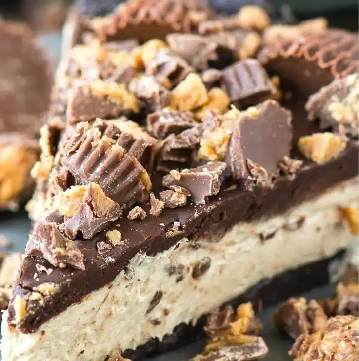 No Bake Peanut Butter Cup Chocolate Pie