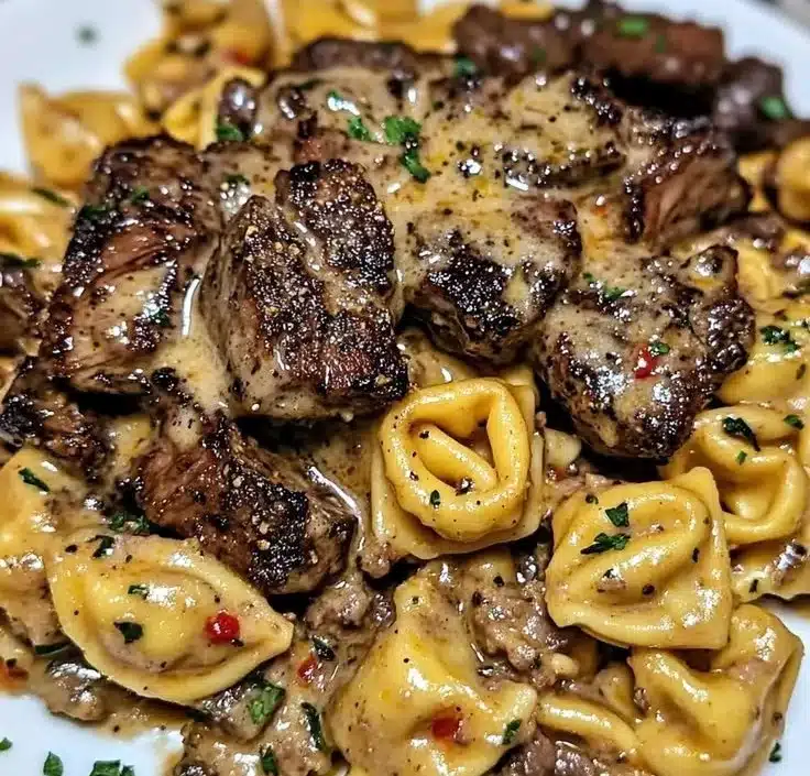 One-Pan Cowboy Butter Tortellini Steak Bites