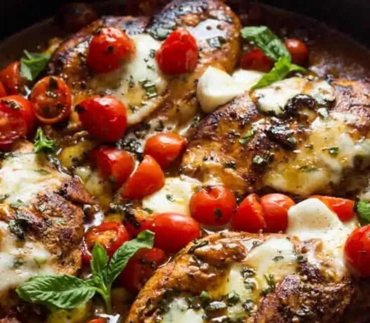 One-Pan Juicy Chicken with Balsamic Sauce served on a plate