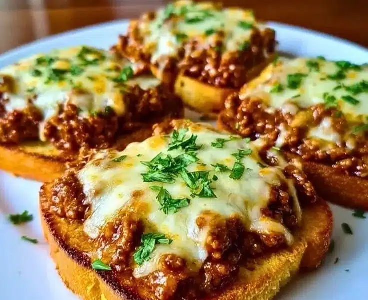 Open Face Garlic Toast Sloppy Joes