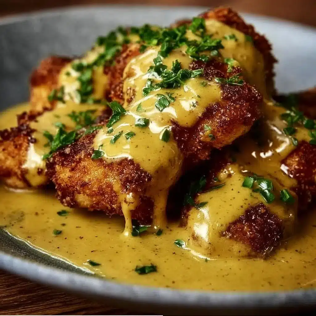 Pretzel Chicken with Mustard-Cheddar Sauce