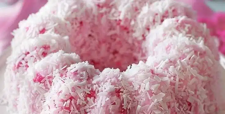 Raspberry Swirl Coconut Snowball Cake