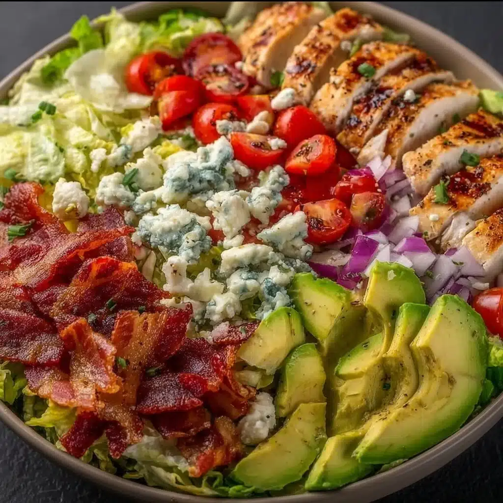 Savory BLT chicken salad with bacon, lettuce, chicken, and tomatoes