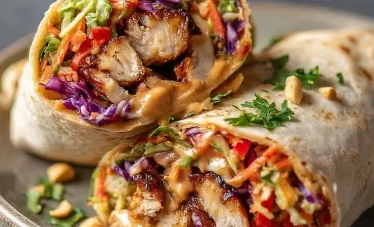 Thai Chicken Wrap with Crunchy Asian Slaw
