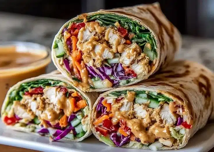 Thai Peanut Chicken Wraps
