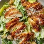 Ultimate Chicken Caesar Salad with fresh romaine, grilled chicken, and creamy dressing