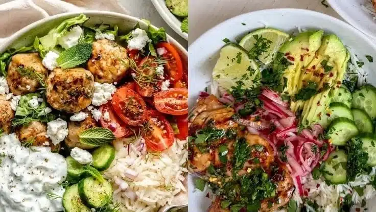 Colorful summer dinner recipes featuring fresh ingredients and vibrant meals