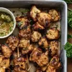 Honey Garlic Chicken Skewers marinated in a sweet and savory sauce