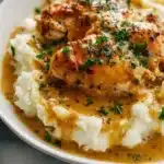 Slow Cooker Honey Mustard Chicken served with vegetables on a plate
