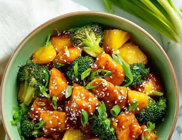 Sweet Sheet Pan Pineapple Chicken and Broccoli - thegirlskitchen