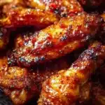 Oven-baked honey BBQ chicken wings with crispy skin and tangy glaze