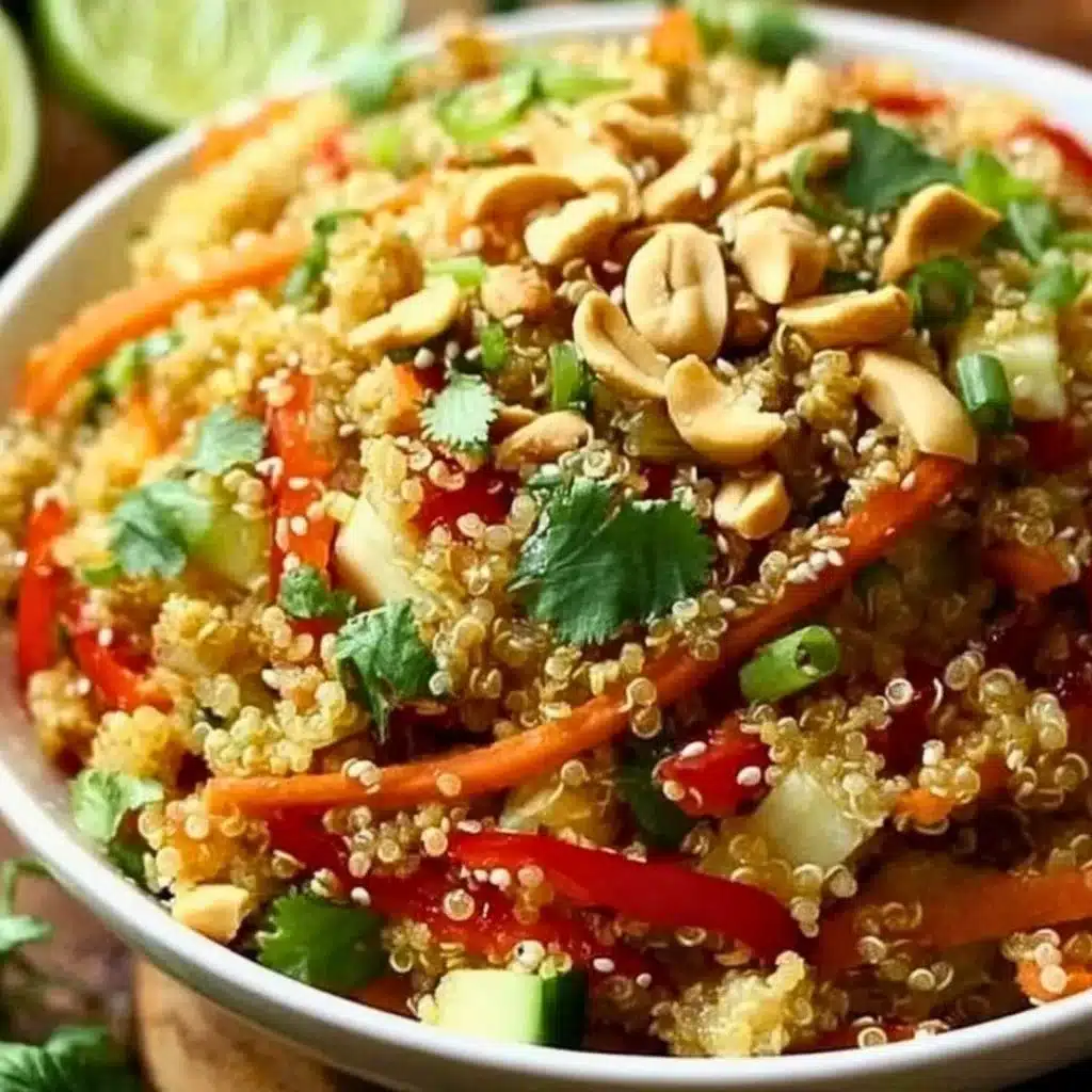 Colorful Thai Quinoa Salad with fresh vegetables and a zesty dressing